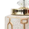 Tibor de cerámica beige con dorado y tapa imitacion diamante de 12x12x28cm - Image 4