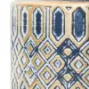 Tibor de cerámica azul con dorado diseño rombos de 15.8x15.8x39cm - Image 4