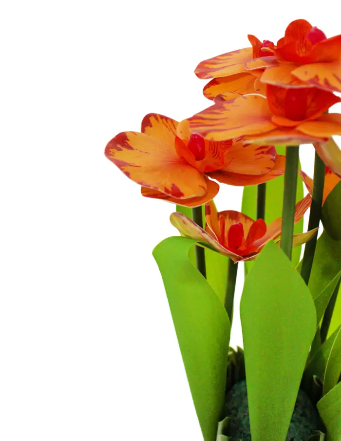 Ramo artificial de orquideas en base naranja de 15x15x31cm - Image 3