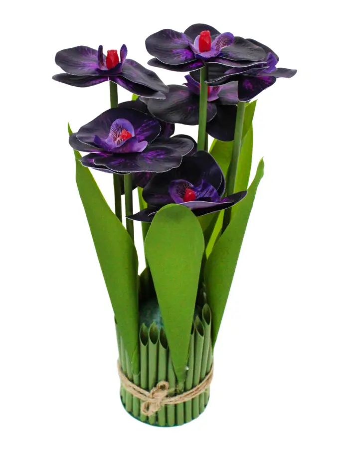 Ramo artificial de orquideas en base morada de 15x15x31cm - Image 2