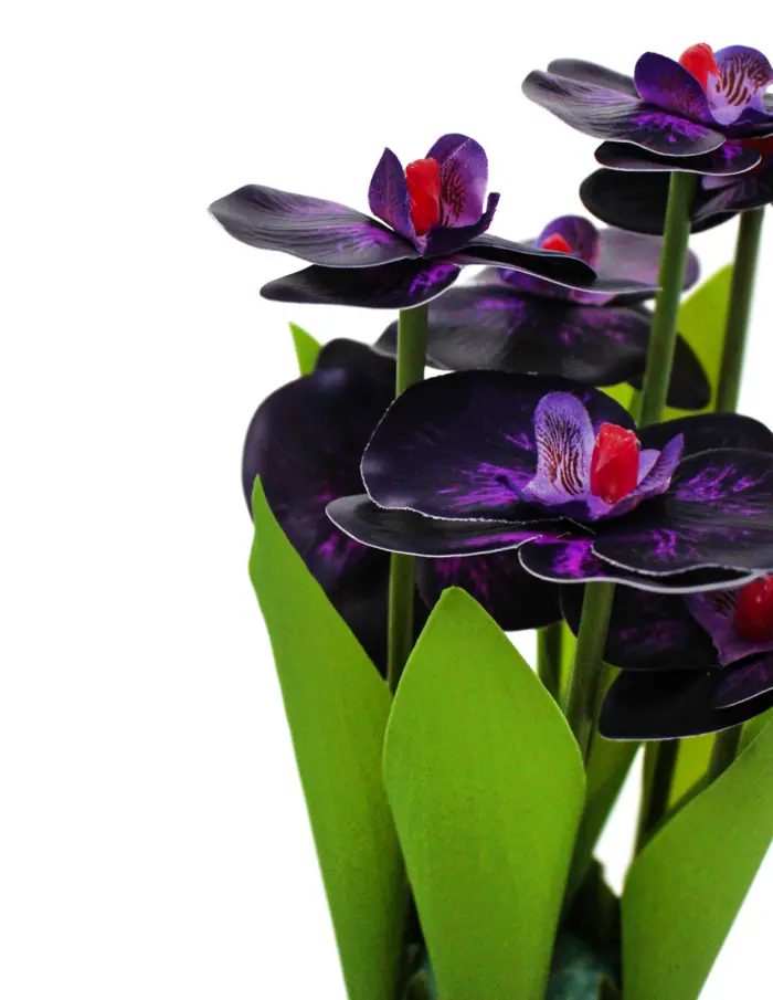Ramo artificial de orquideas en base morada de 15x15x31cm - Image 3