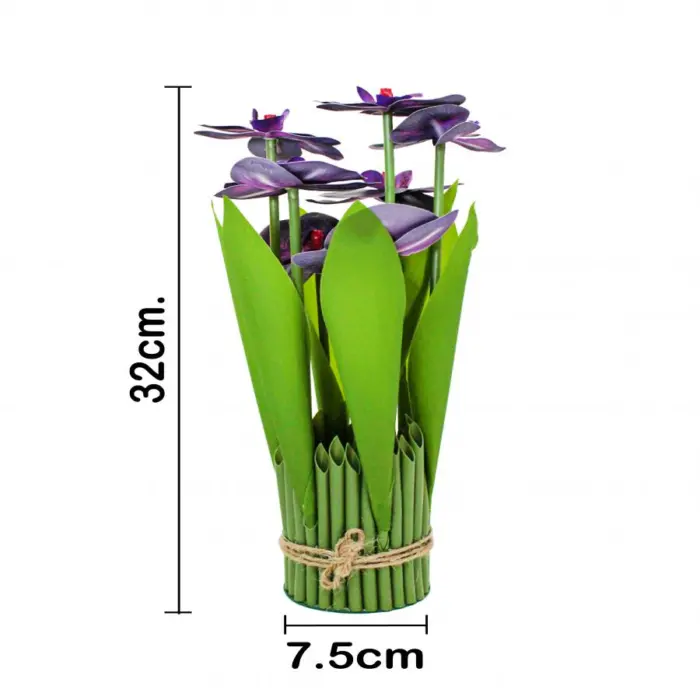 Ramo artificial de orquideas en base morada de 15x15x31cm - Image 4