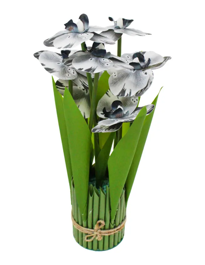 Ramo artificial de orquideas en base blancas con negro de 15x15x31cm - Image 2