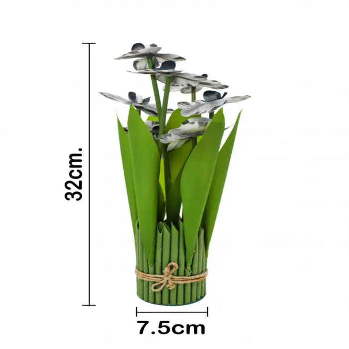 Ramo artificial de orquideas en base blancas con negro de 15x15x31cm - Image 4