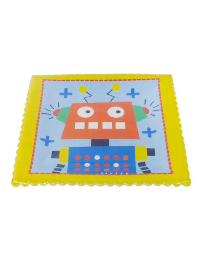Paquete de 8 platos desechables estampado robot de 23x23x1.8cm - Image 2