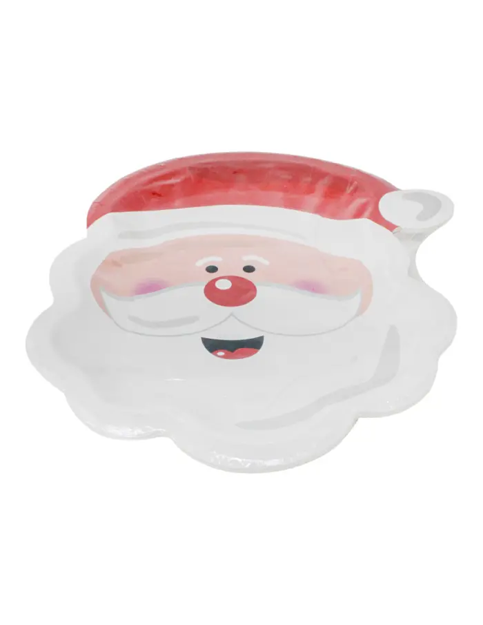Paquete de 8 platos desechables estampado Santa Claus de 23.5x27x1.5cm - Image 3