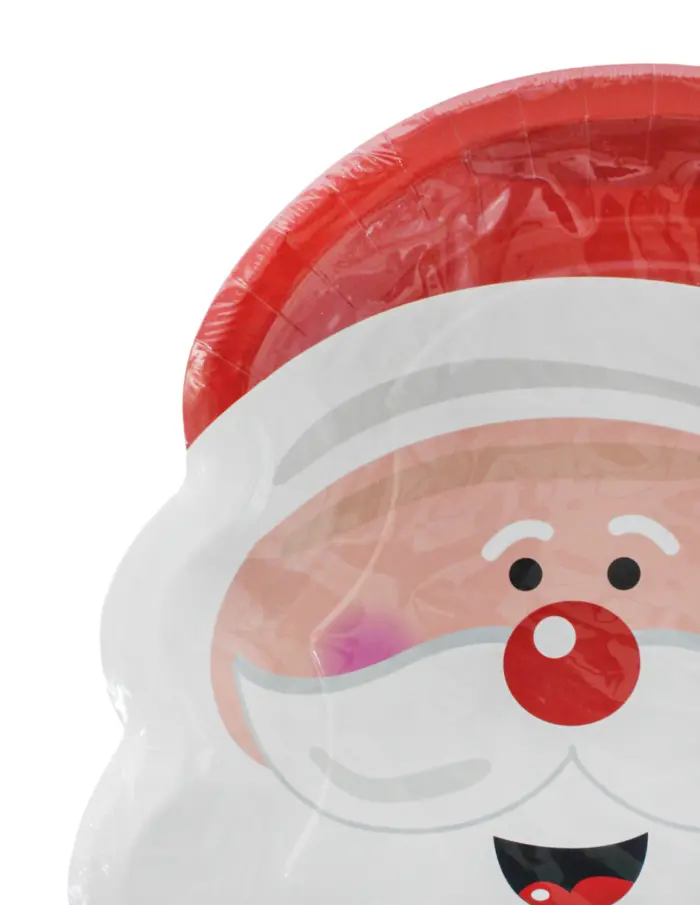 Paquete de 8 platos desechables estampado Santa Claus de 23.5x27x1.5cm - Image 4