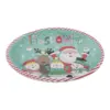 Paquete de 8 platos ovalados desechables estampado muñecos de nieve y santa de 26.5x32.3x2.5cm - Image 3
