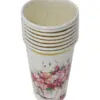 Paquete de 8 vasos desechables blancos estampado rosas de 350 ml y 8x8x15.9 cm - Image 3