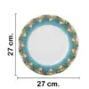 Paquete de 8 platos azules con blanco y flores en la orilla de 27x27x2cm - Image 2