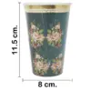 Paquete de 8 vasos desechables azul con la orilla dorada y flores de 350 ml y 8x8x15.5 cm - Image 2