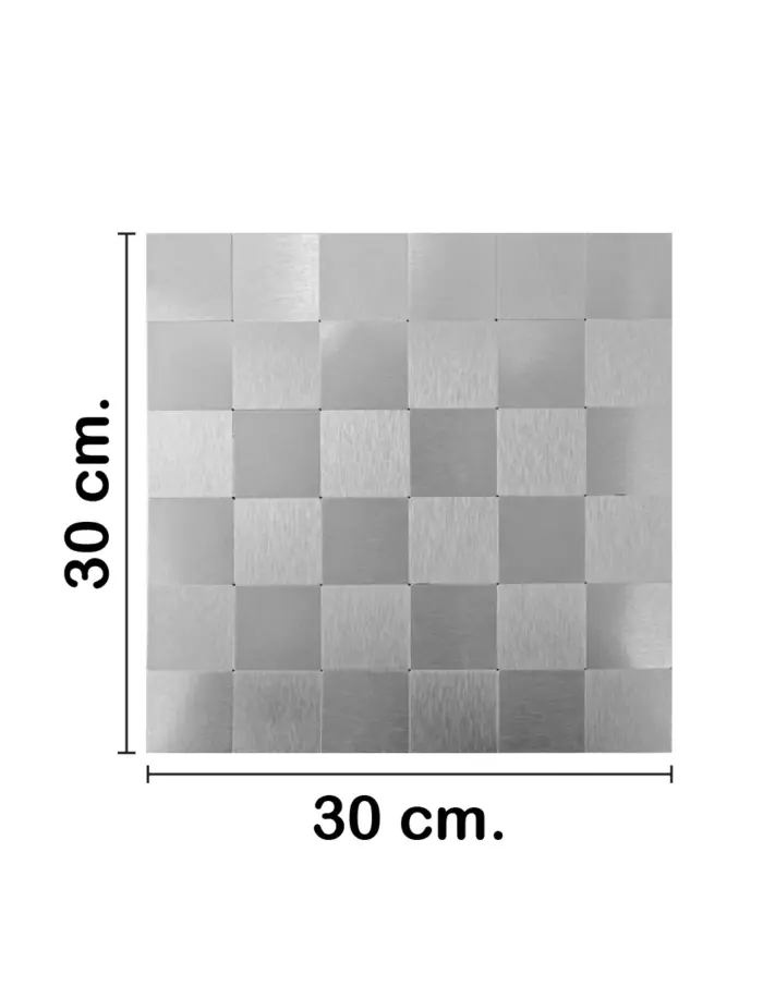 Adhesivo para pared de plastico plateado a cuadros de 30x30x0.1cm - Image 2
