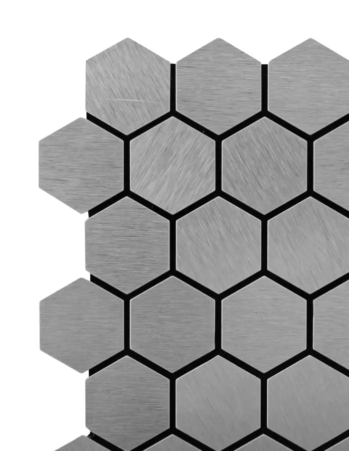 Adhesivo para pared de plastico plateado con hexágonos de 30x30x0.1cm - Image 4