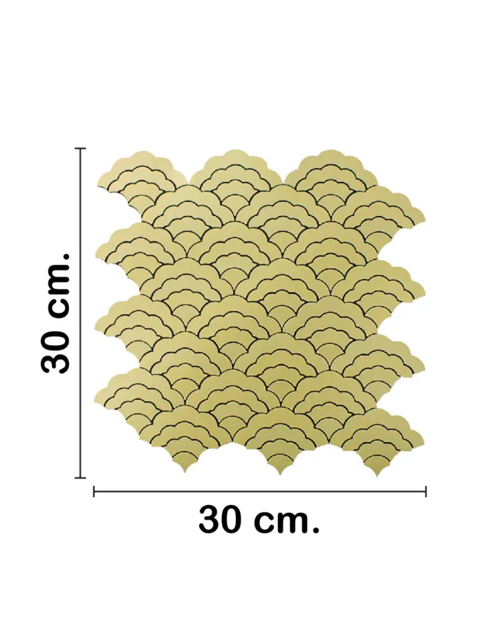 Adhesivo para pared de plastico dorado diseño nubes de 30x30x0.1cm - Image 2