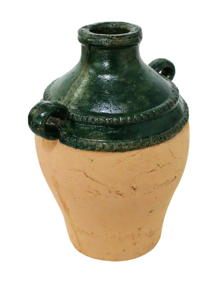 Jarrón de terracota con agarraderas verde de 26x22x32.5cm - Image 2
