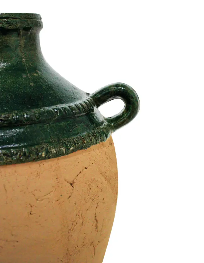 Jarrón de terracota con agarraderas verde de 26x22x32.5cm - Image 3