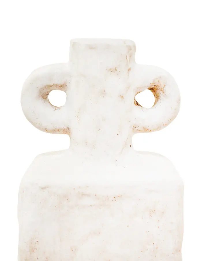Jarrón de terracota blanco con agarraderas de 10x7x32cm - Image 2