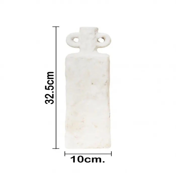 Jarrón de terracota blanco con agarraderas de 10x7x32cm - Image 3