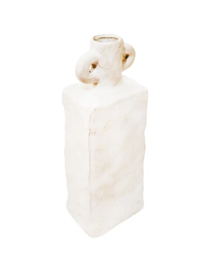 Jarrón de terracota blanco con agarraderas de 10.5x7.5x28cm - Image 2