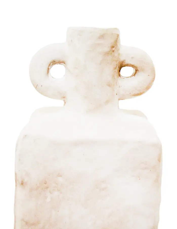 Jarrón de terracota blanco con agarraderas de 10.5x7.5x28cm - Image 3