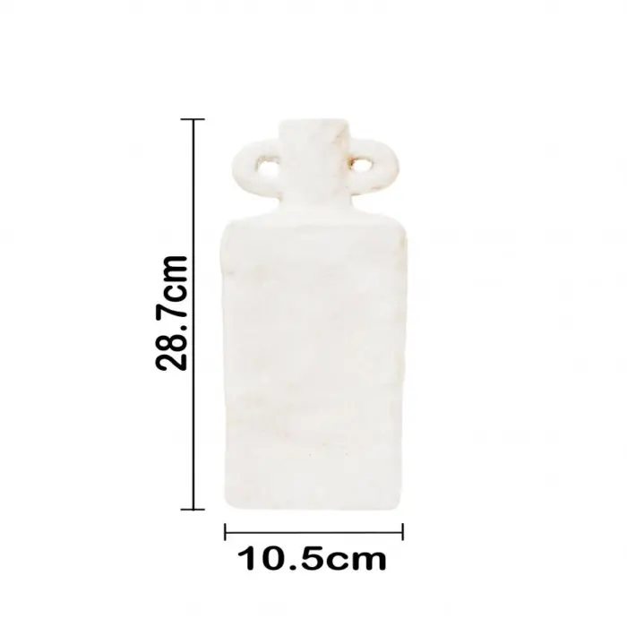 Jarrón de terracota blanco con agarraderas de 10.5x7.5x28cm - Image 4