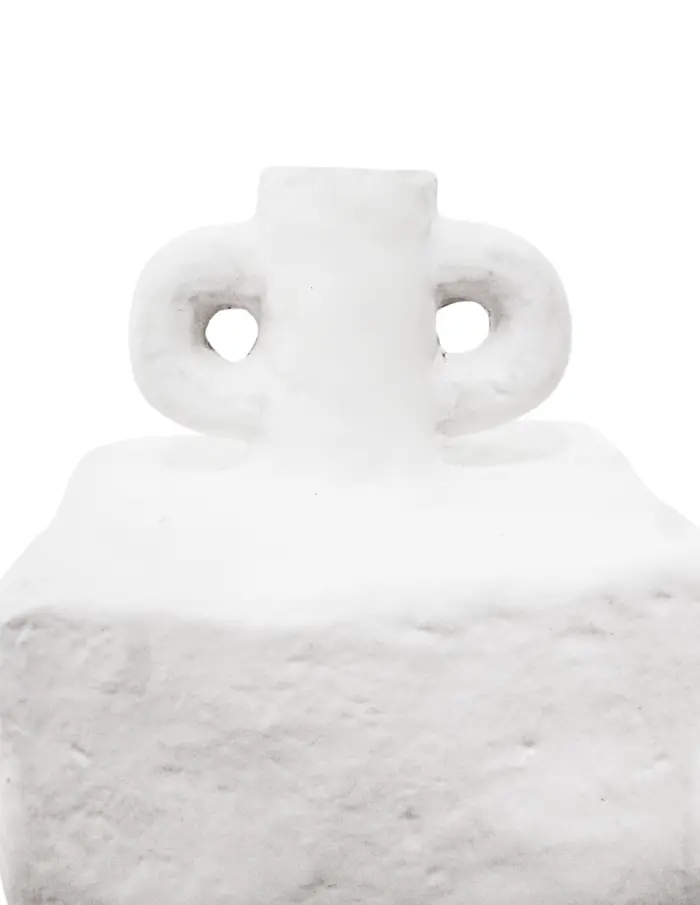 Jarrón de terracota blanco con agarraderas de 13.5x9.5x21.5cm - Image 3