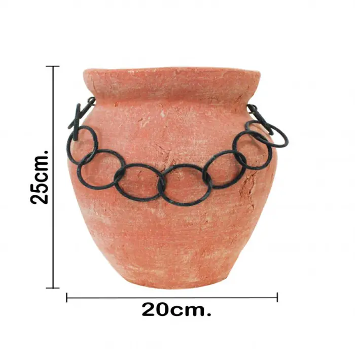 Maceta de terracota con aros de 20.5x20x25.5cm - Image 3