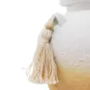 Jarrón de terracota blanco con borlas de 14.5x14.5x20cm - Image 3