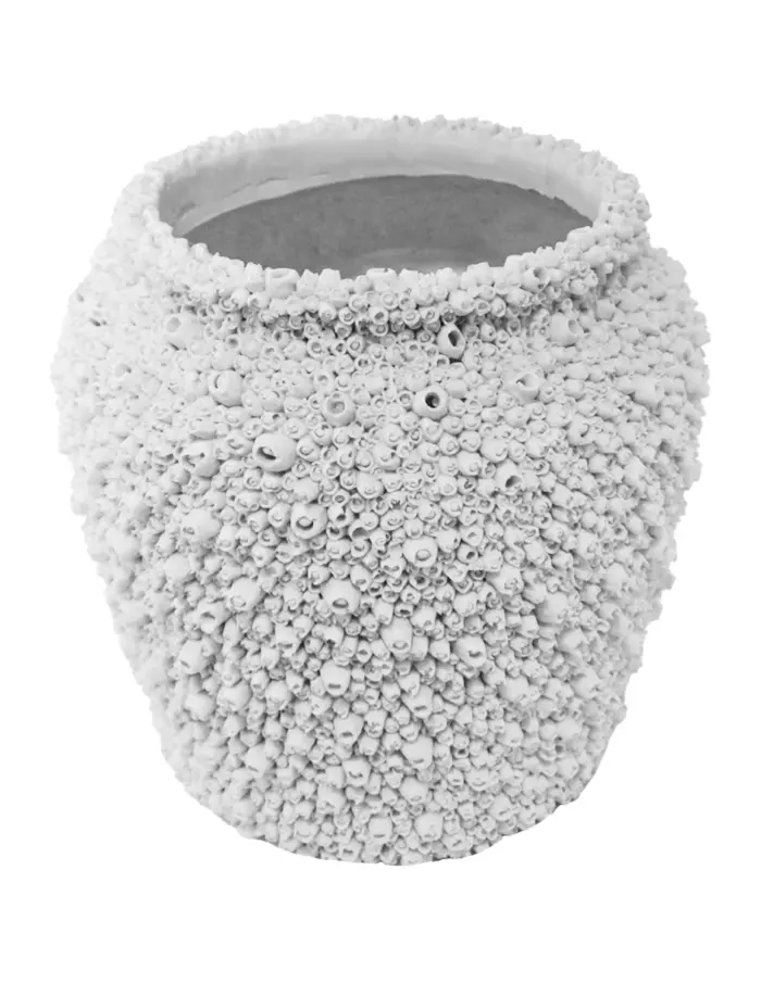 Maceta de poliresina blanca porosa de 29x29x28cm - Image 2