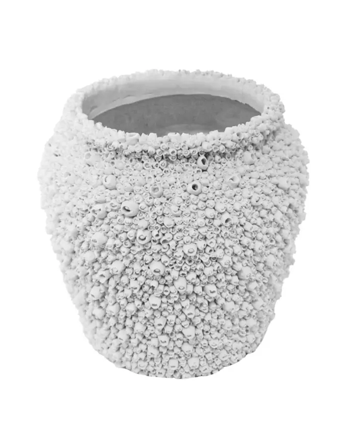 Maceta de poliresina blanca porosa de 24.5x24.5x24cm - Image 2