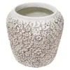 Maceta de cemento blanca con diseño flores de 31.5x31.5x30cm - Image 2