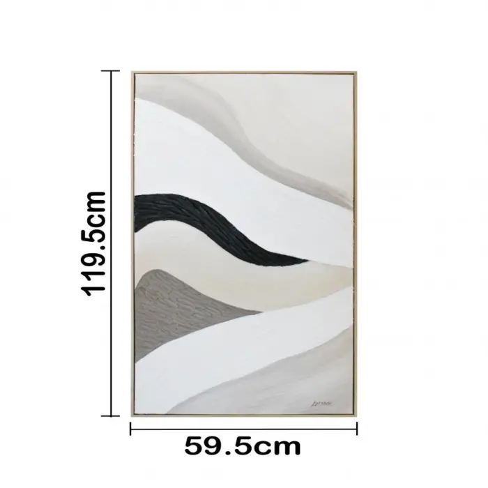Cuadro con diseño abstracto beige con negro y blanco de 60x120x4.5cm - Image 4