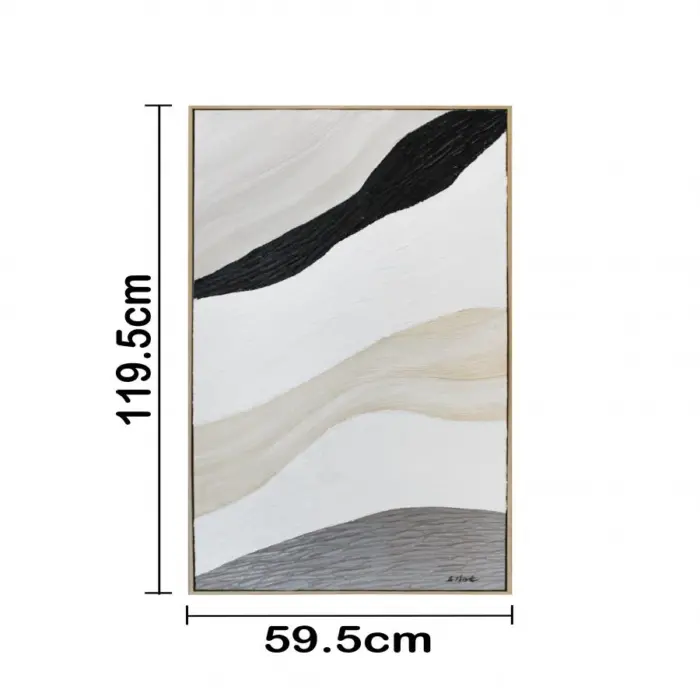 Cuadro con diseño abstracto beige con negro y gris de 60x120x4.5cm - Image 4