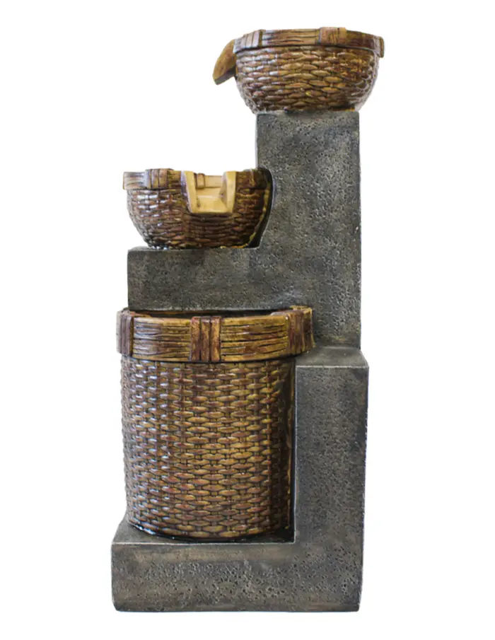 Fuente de macetas de ratán de poliresina de 24x20.5x48cm - Image 3