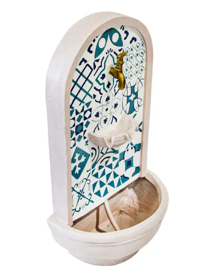 Fuente de pared con mosaico de poliresina de 43.5x25.2x75.5cm - Image 3