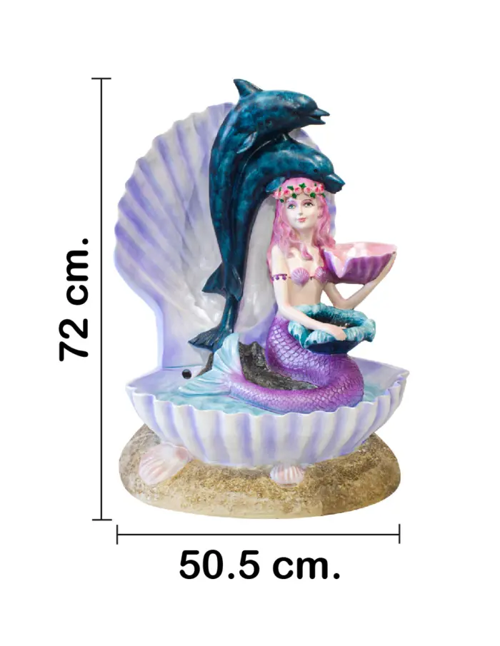 Fuente de sirena con concha de poliresina de 54.5x48x72cm - Image 2