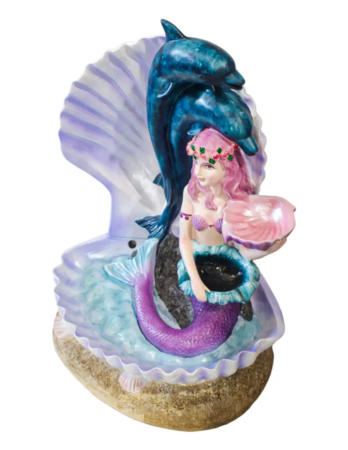 Fuente de sirena con concha de poliresina de 54.5x48x72cm - Image 3