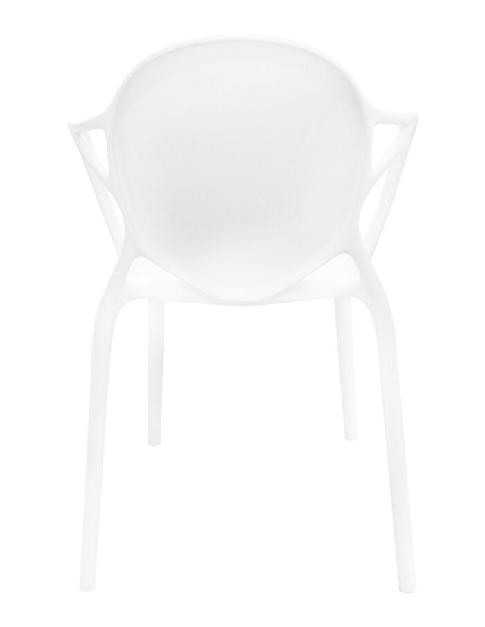 Silla de plástico blanco con descansabrazos y respaldo medallón de 56.5x56x80cm - Image 3