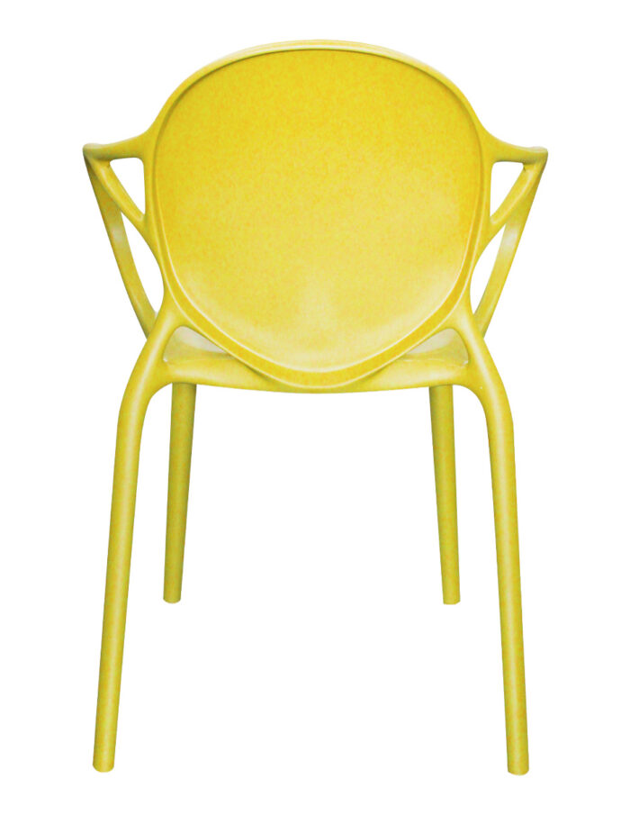 Silla de plástico mostaza con descansabrazos y respaldo redondo de 56.5x56x80 cm - Image 3