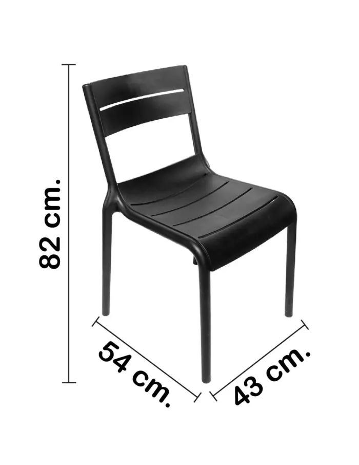 Silla de plástico negra de 50.5x56x82cm - Image 2