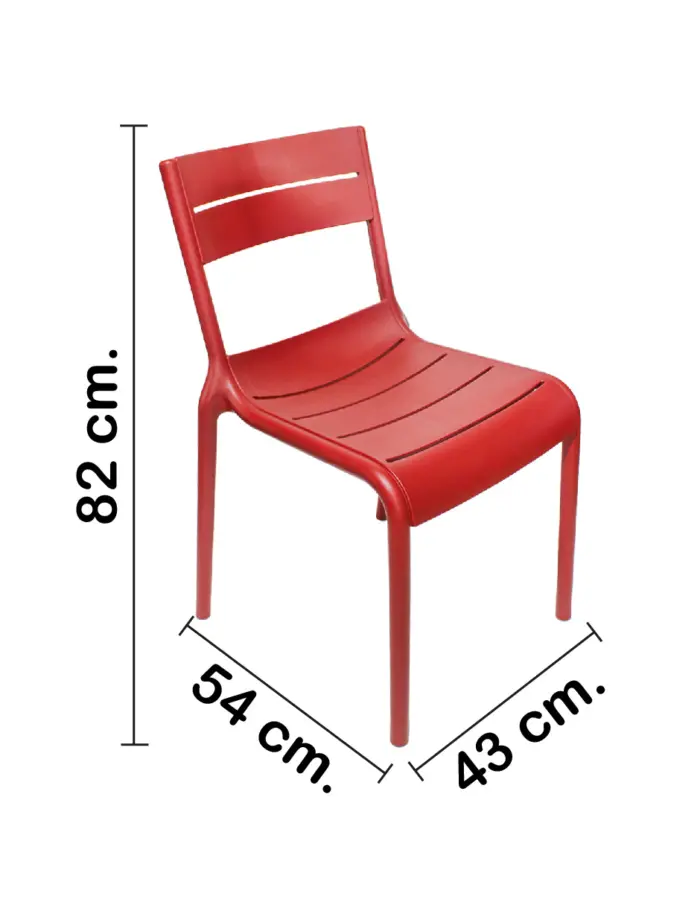 Silla de plástico roja de 50.5x56x82cm - Image 2