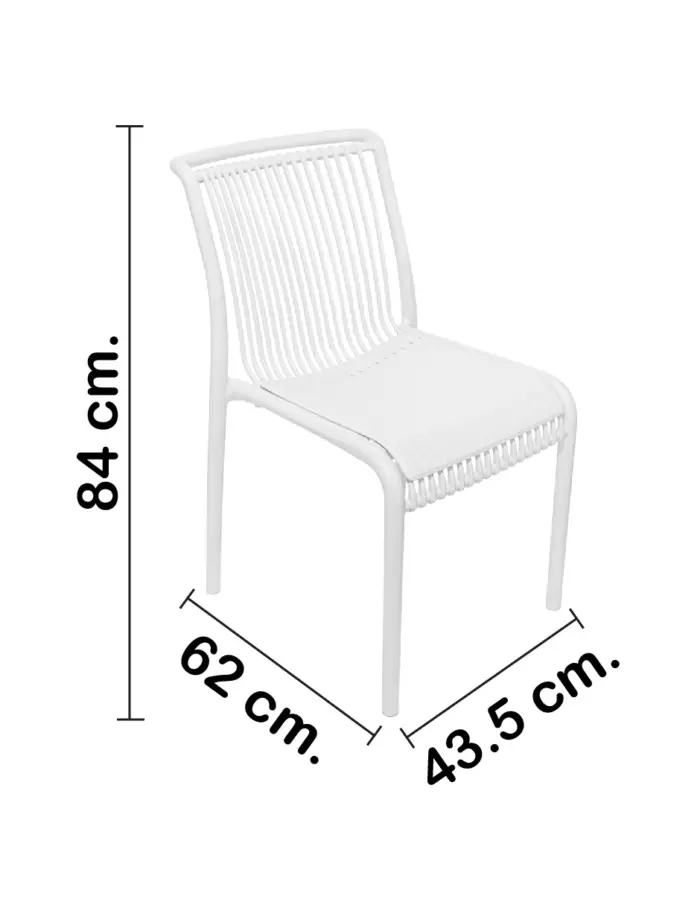 Silla de plástico blanca con cojín diseño tiras de 52.5x64x83.3cm - Image 2