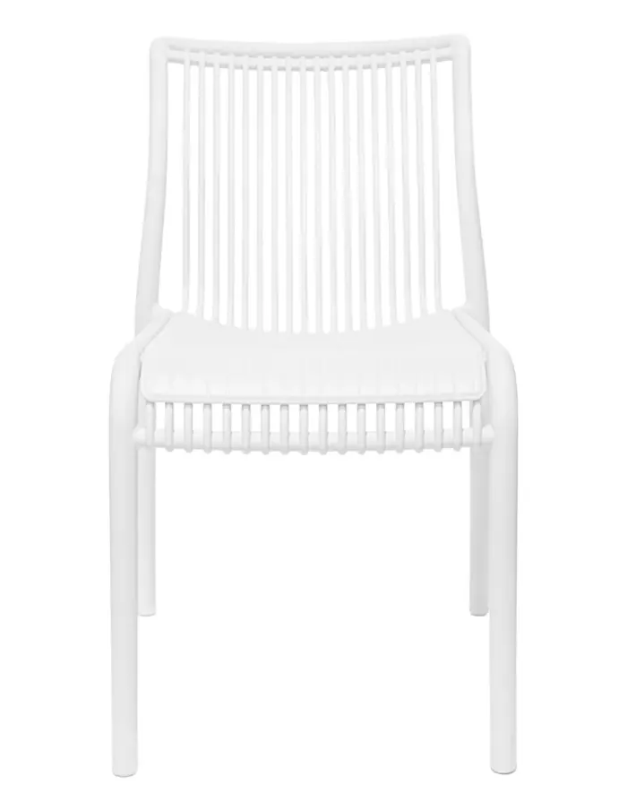 Silla de plástico blanca con cojín diseño tiras de 52.5x64x83.3cm - Image 3