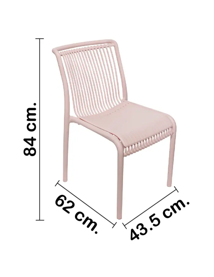 Silla de plástico rosa con cojín diseño tiras de 52.5x64x83.3cm - Image 2