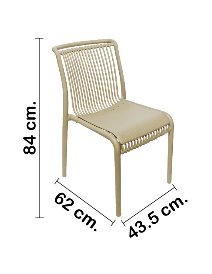 Silla de plástico beige con cojín diseño tiras de 52.5x64x83.3cm - Image 2