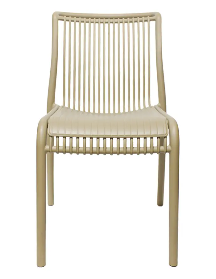 Silla de plástico beige con cojín diseño tiras de 52.5x64x83.3cm - Image 3