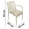 Silla de plástico con descansabrazos beige con cojín diseño tiras de 59.8x64x83.3cm - Image 2