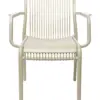 Silla de plástico con descansabrazos beige con cojín diseño tiras de 59.8x64x83.3cm - Image 3
