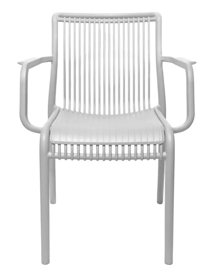 Silla de plástico con descansabrazos gris con cojín diseño tiras de 59.8x64x83.3cm - Image 3