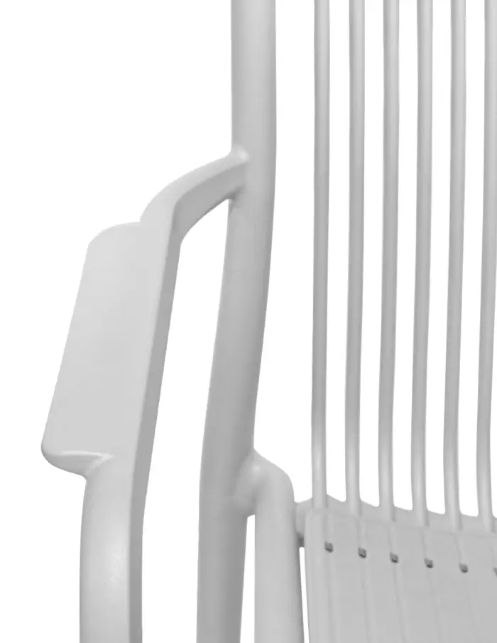 Silla de plástico con descansabrazos gris con cojín diseño tiras de 59.8x64x83.3cm - Image 4